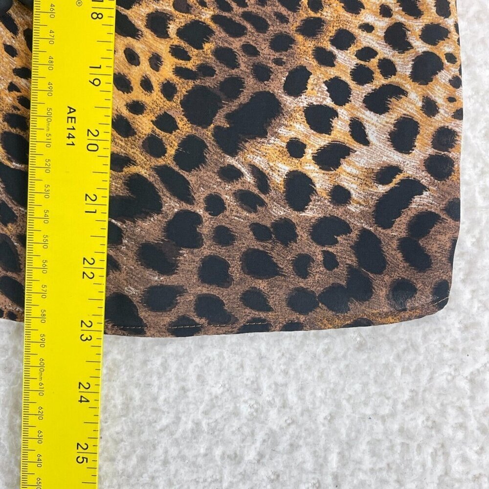 Ann Taylor Factory Brown Animal Print Shirt Womens Long Sleeve High Neck Size MP - Picture 9 of 15